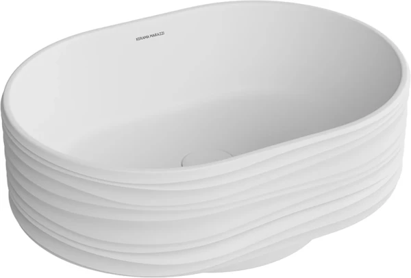 Накладная раковина KERAMA MARAZZI Sabbia 51 матовая белая, овальная, фаянс