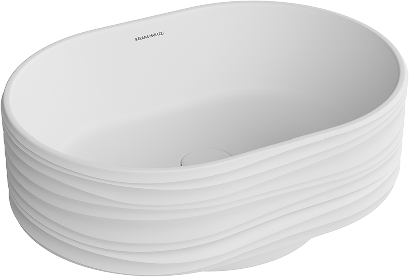 Накладная раковина KERAMA MARAZZI Sabbia 51 матовая белая, овальная, фаянс