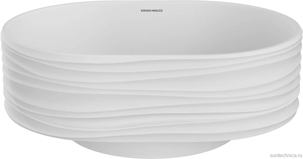 Накладная раковина KERAMA MARAZZI Sabbia 51 матовая белая, овальная, фаянс
