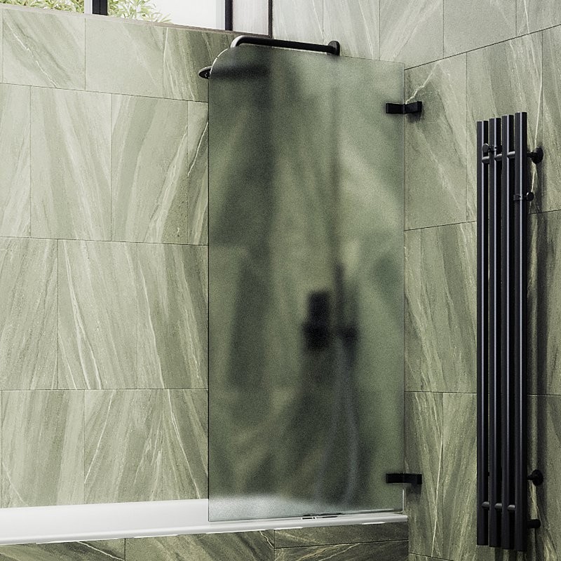 Шторка на ванну Maybahglass MGV-648-6 40 см, профиль черный, стекло сатин