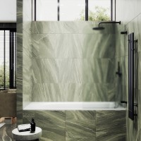 Шторка на ванну Maybahglass MGV-648-6 40 см, профиль черный, стекло сатин