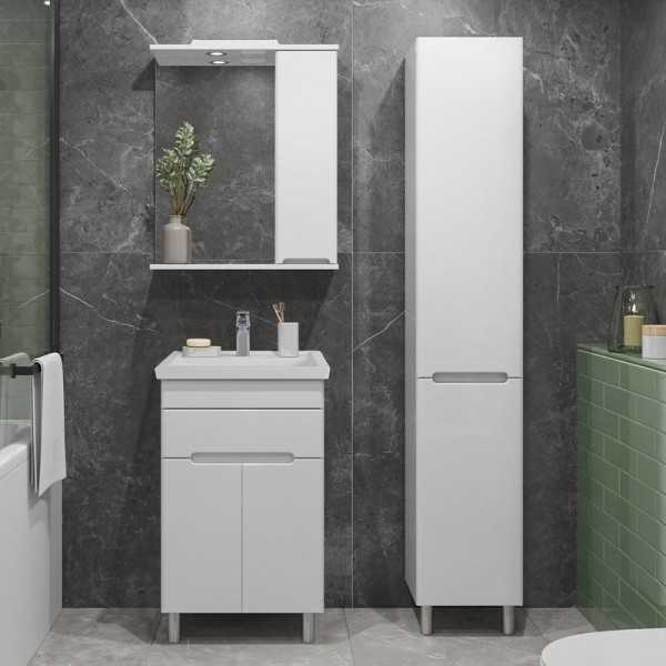 Мебель для ванной комнаты SanStar Модена 50 напольная, белая, раковина Kirovit Фостер 50