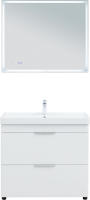 Мебель для ванной комнаты Aquanet Ирис new 90 напольная, 2 ящика, белая глянцевая