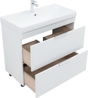 Мебель для ванной комнаты Aquanet Ирис new 90 напольная, 2 ящика, белая глянцевая