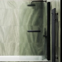 Шторка на ванну Maybahglass MGV-781-6 60x140, профиль черный, стекло сатин
