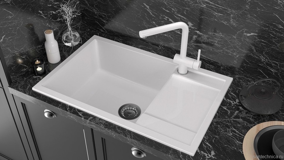 Комплект Мойка Paulmark Flugen 60 PM317850-WH белая + Измельчитель Intenso