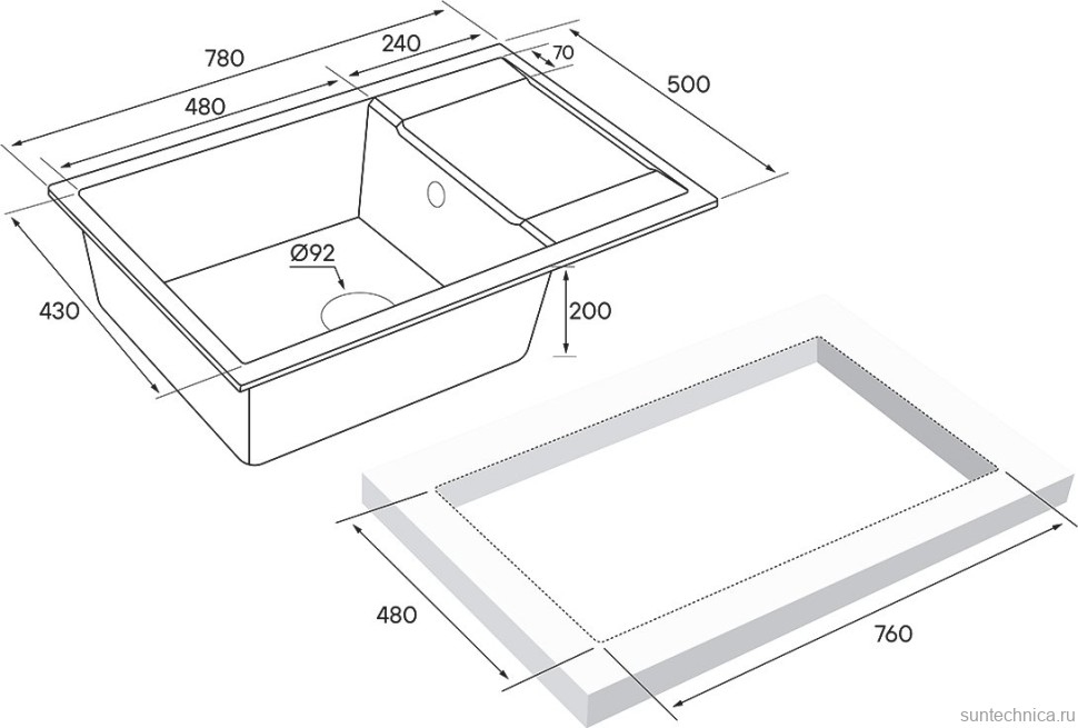 Комплект Мойка Paulmark Flugen 60 PM317850-WH белая + Измельчитель Intenso