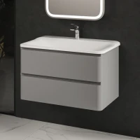 Тумба с раковиной AQUAme S4 80 подвесная, 2 ящика, серая