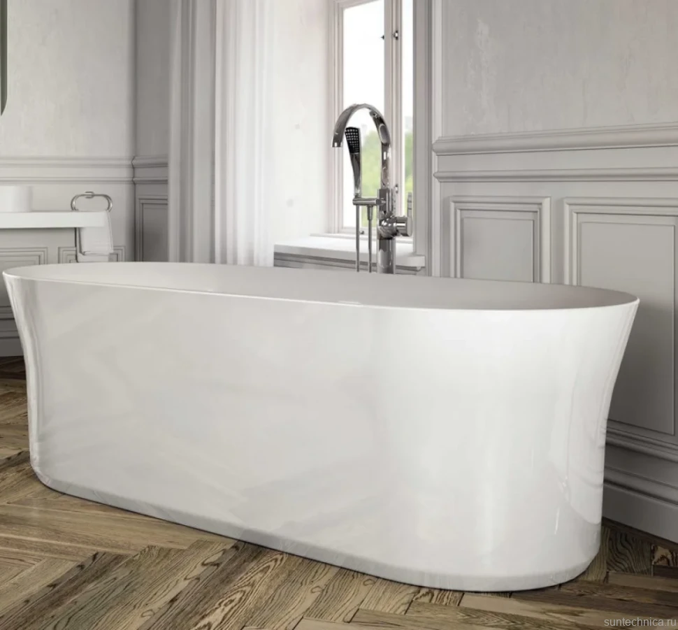 Акриловая ванна Ravak Ypsilon 180x80 см, отдельностоящая, белая, овальная, на ножках, со сливом-переливом