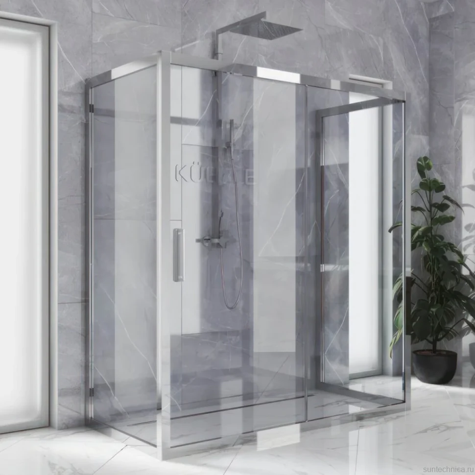 Душевой уголок Kubele DE019 R2U-CLN-CH 120х80 см, профиль хром