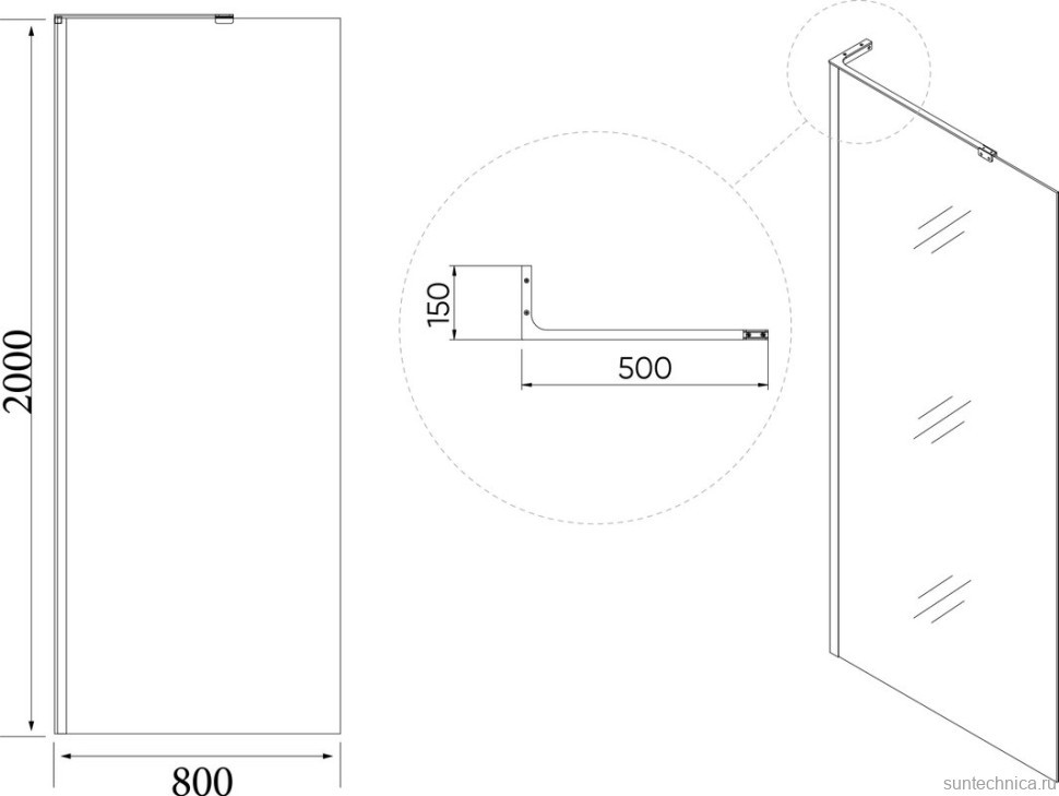 Душевая перегородка Veconi Korato KR77-80-01-C8 80 см, профиль матовый хром