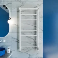 Полотенцесушитель электрический Grota App 530х1200 RAL9016 EL 120x55 см, подключение справа, слева, скрытое подключение справа, матовый белый, лесенка, из стали, с полкой