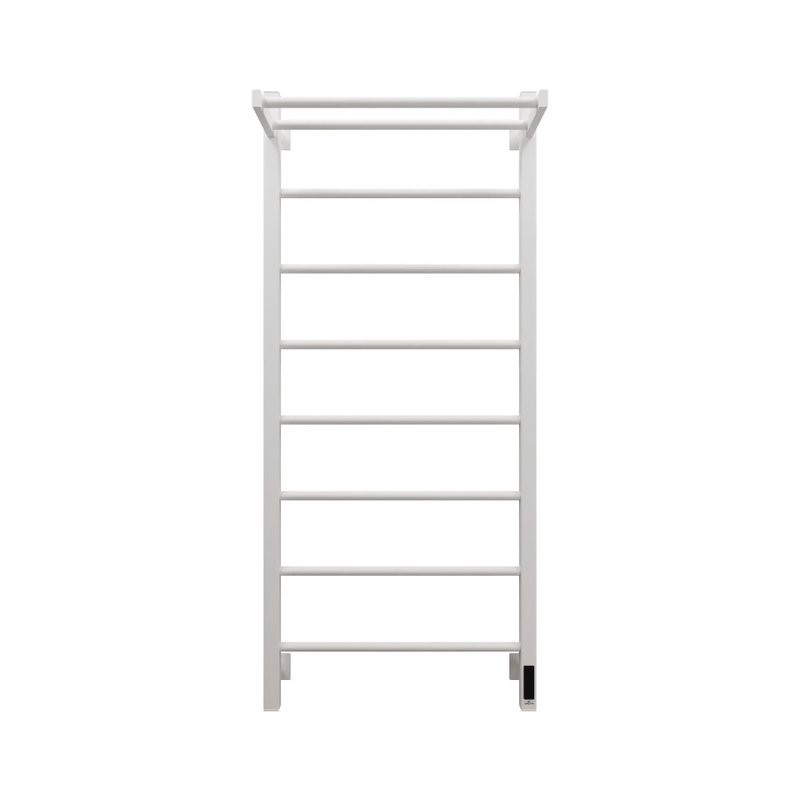 Полотенцесушитель электрический Grota App 530х1200 RAL9016 EL 120x55 см, подключение справа, слева, скрытое подключение справа, матовый белый, лесенка, из стали, с полкой