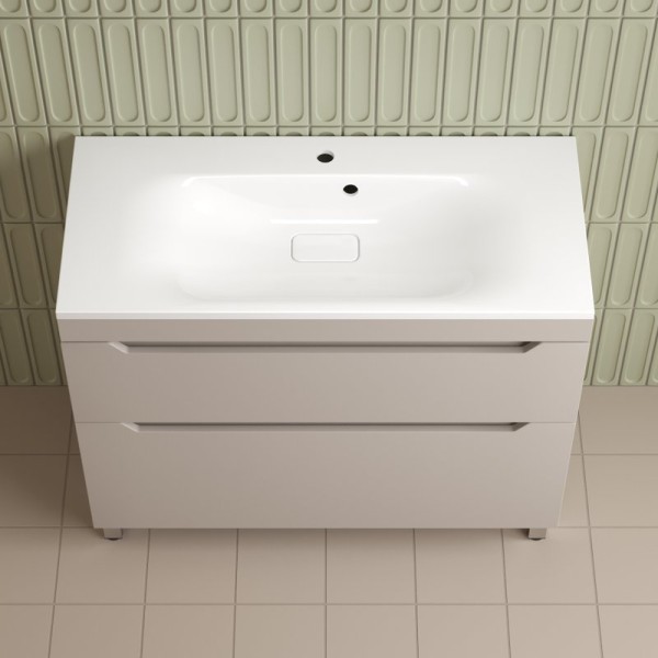 Тумба с раковиной Style Line Остин 100 напольная, крем эмаль plus, раковина Фортуна 100 белая