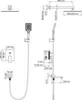 Душевой комплект Wonzon & Woghand WW-88087068-MB С ВНУТРЕННЕЙ ЧАСТЬЮ, матовый черный