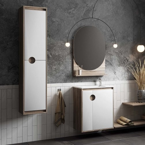 Шкаф-пенал для ванной AQUATON Анси 35 матовый белый