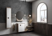 Шкаф-пенал для ванной AQUATON Анси 35 матовый белый