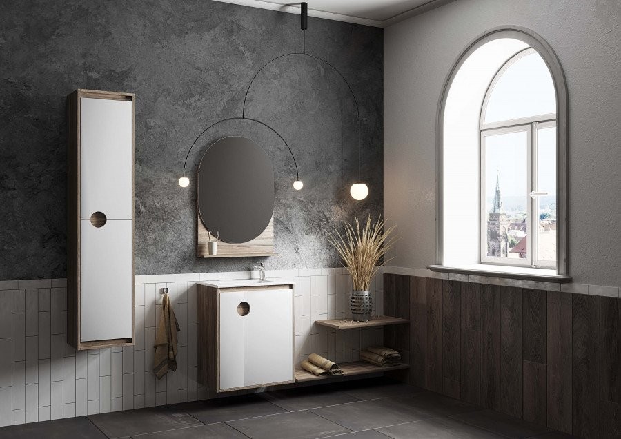 Шкаф-пенал для ванной AQUATON Анси 35 матовый белый