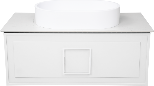 Тумба с раковиной La Fenice Cubo 90 подвесная, bianco, ручка белая, столешница белый мрамор, раковина матовая белая