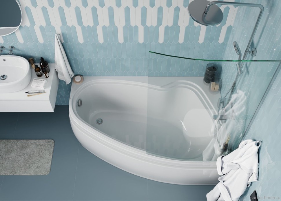Акриловая ванна Vagnerplast Avona R 150x90 см, угловая, правая, пристенная, белая, асимметричная, с каркасом