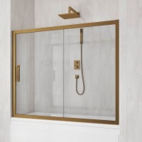 Шторка на ванну Kubele DE019 P2-CLN-BR 150х150 см, профиль бронза