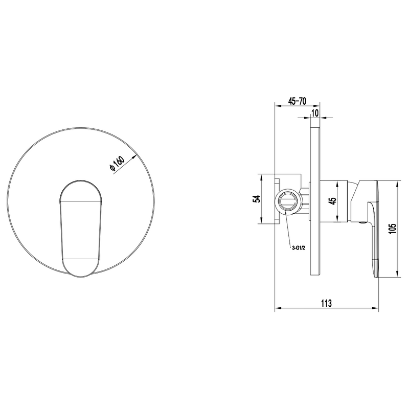 Встраиваемый смеситель для душа и ванны AQUATEK Ника AQ1866MB С ВНУТРЕННЕЙ ЧАСТЬЮ, черный матовый