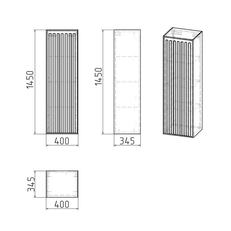 Шкаф-пенал для ванной Grossman Кристалл 35 подвесной, матовый бежевый