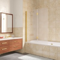 Шторка на ванну Vegas Glass E2V LUX 120 09 10 L профиль золото, стекло сатин