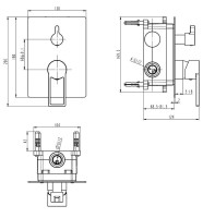 Встраиваемый смеситель для душа и ванны Caprigo Kub 54-051-crm хром
