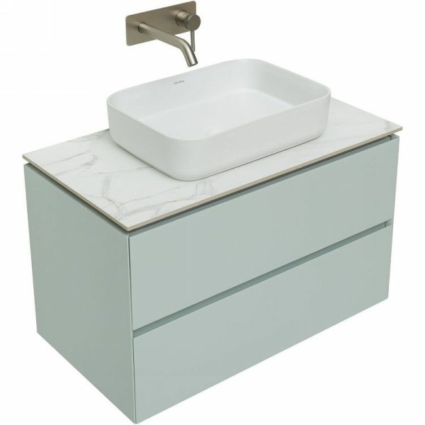 Тумба под раковину со столешницей Allen Brau Infinity 85 подвесная, папирус матовый, столешница мрамор