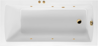 Акриловая ванна Excellent Aquaria Soft 140x70 см, встраиваемая, с гидромассажем, белая, с каркасом, со сливом-переливом, фурнитура золото