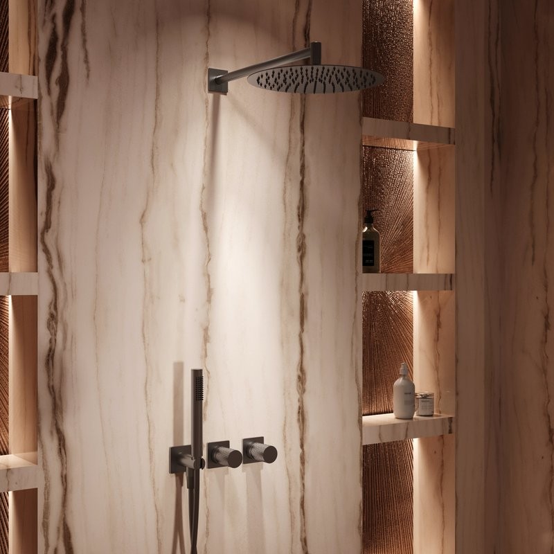 Душевой комплект Vincea Альто VSFW-6AL1GM С ВНУТРЕННЕЙ ЧАСТЬЮ, вороненая сталь