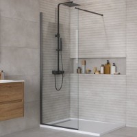 Душевая перегородка BelBagno Kraft 80 см, профиль матовый черный, стекло прозрачное