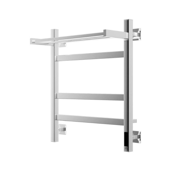 Полотенцесушитель электрический Grota Tela 530х600 NP EL 60x55 см, подключение справа, слева, скрытое подключение справа, глянцевый хром, лесенка, с полкой