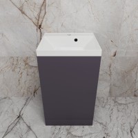 Тумба с раковиной Style Line Моно 50 напольная, графит нубук, раковина Asti 50 белая