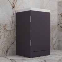 Тумба с раковиной Style Line Моно 50 напольная, графит нубук, раковина Asti 50 белая