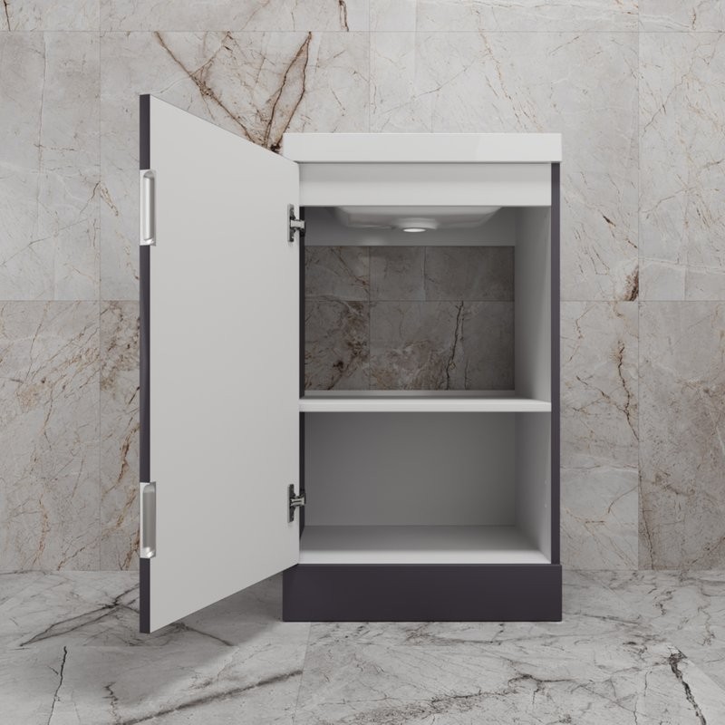 Тумба с раковиной Style Line Моно 50 напольная, графит нубук, раковина Asti 50 белая