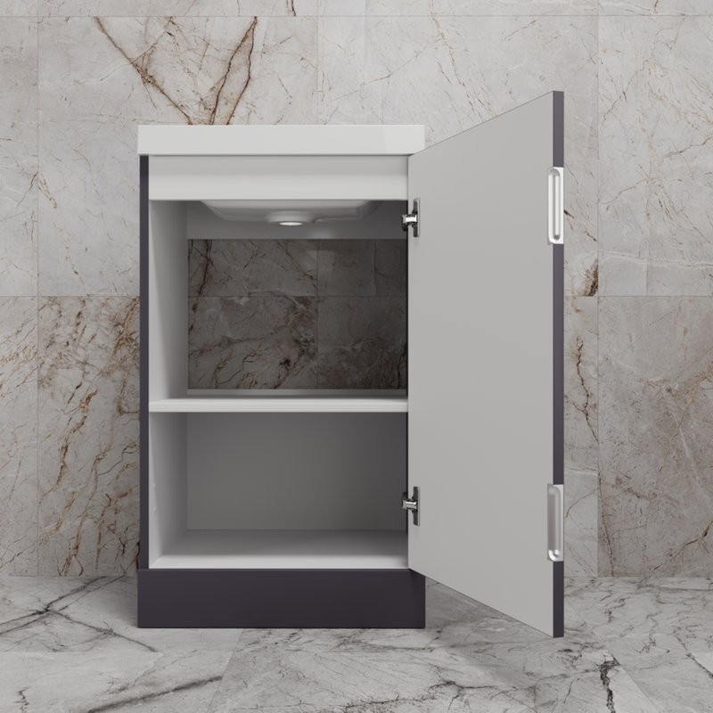 Тумба с раковиной Style Line Моно 50 напольная, графит нубук, раковина Asti 50 белая