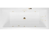 Акриловая ванна Excellent Heaven Slim Line 180x80 см, встраиваемая, с гидромассажем, белая, с каркасом, со сливом-переливом, фурнитура золото