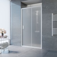 Душевая дверь в нишу Vegas Glass ZP NOVO 135 01 10 135 см, профиль белый, стекло сатин