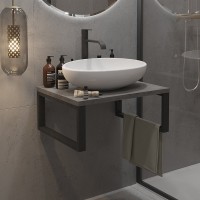 Столешница с раковиной 1MarKa Grunge Loft 60 бетон темно-серый