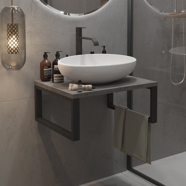 Столешница с раковиной 1MarKa Grunge Loft 60 бетон темно-серый