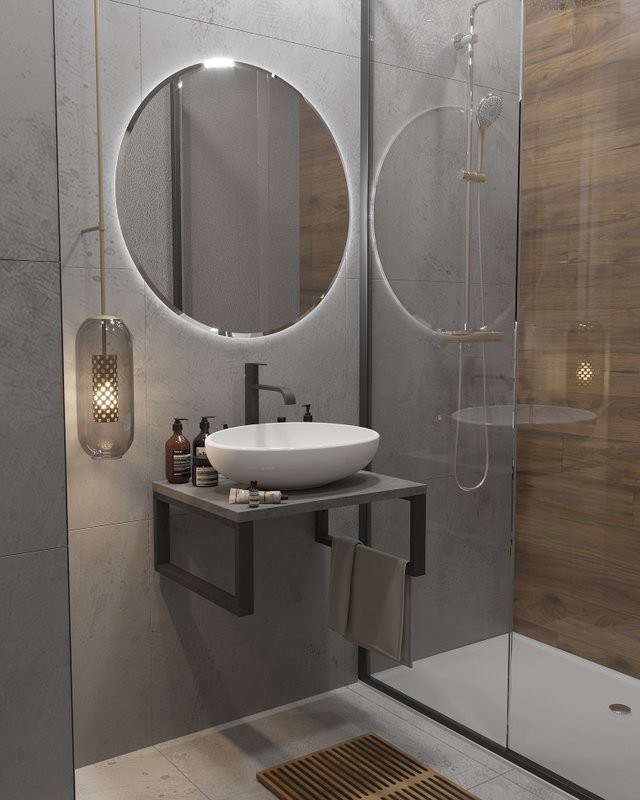 Столешница с раковиной 1MarKa Grunge Loft 60 бетон темно-серый