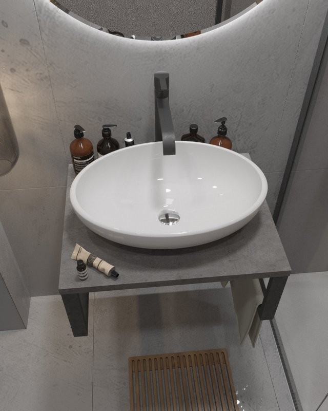 Столешница с раковиной 1MarKa Grunge Loft 60 бетон темно-серый