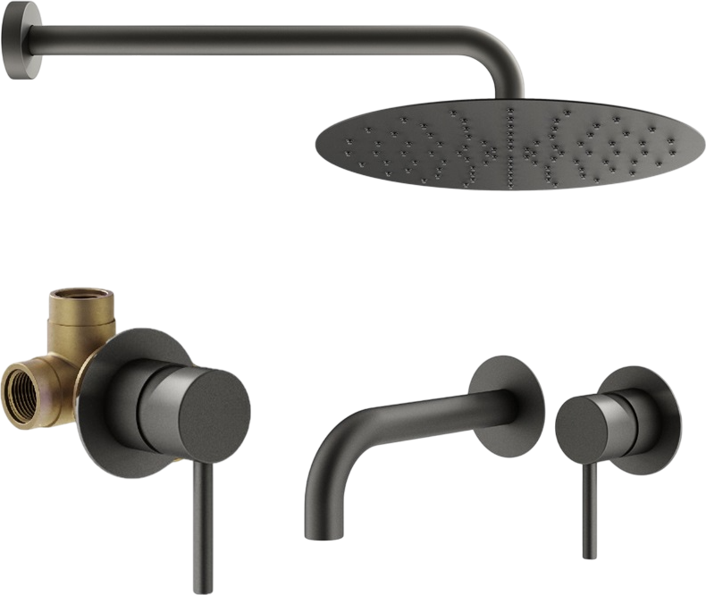 Комплект для ванной Plumberia Selection Ixo KITXO01GR210 С ВНУТРЕННЕЙ ЧАСТЬЮ, графит матовый