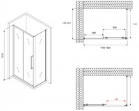 Душевой уголок Abber Schwarzer Diamant AG30180BH-S80B 180x80, профиль черный, стекло прозрачное