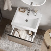 Тумба с раковиной Vigo Cross 60 подвесная, 1 ящик, светлое дерево