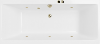 Акриловая ванна Excellent Pryzmat Soft 200x90 см, встраиваемая, с гидромассажем, белая, с каркасом, со сливом-переливом, фурнитура бронза