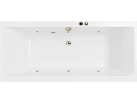 Акриловая ванна Excellent Pryzmat Soft 200x90 см, встраиваемая, с гидромассажем, белая, с каркасом, со сливом-переливом, фурнитура бронза