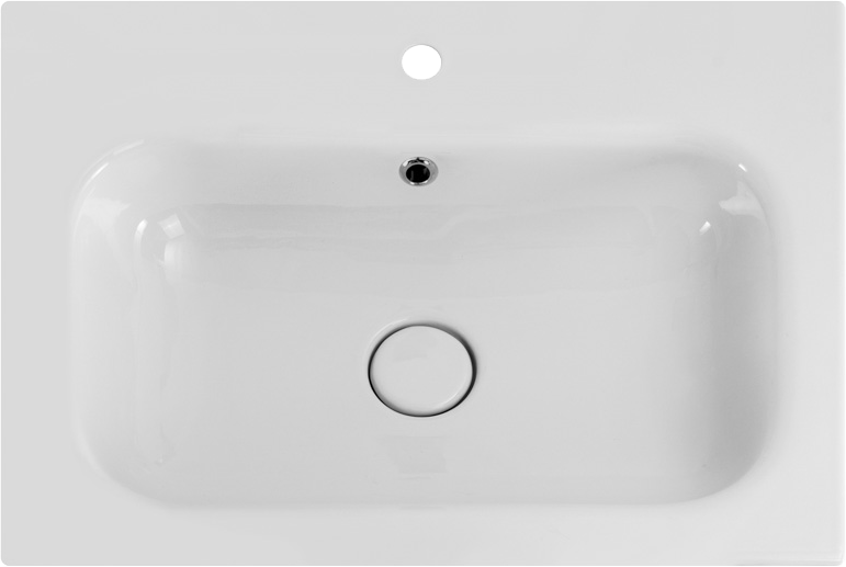 Тумба с раковиной Cezares Eco Cer 60 ручки матовые черные, bianco opaco